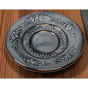 R Capodimonte ITALY Saucer Demitasse Replacement Piece Blue White Gold Lined